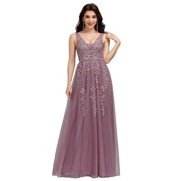 Ever-Pretty Women V-Neck Lace Sequin Bridesmaid Dress Bodycon Evening Prom Dress